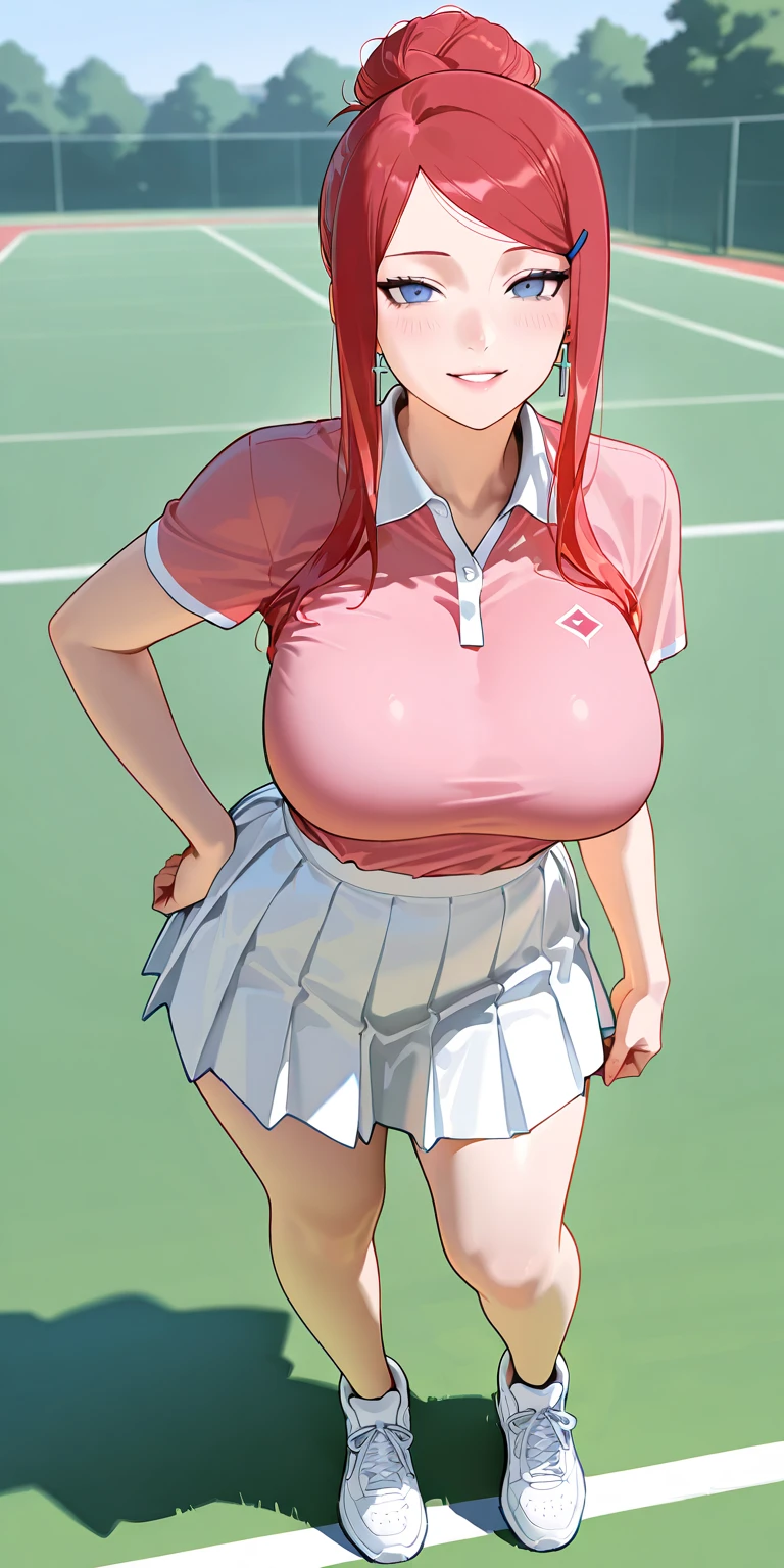 milf, tennis skirt, thick thighs, touching breast