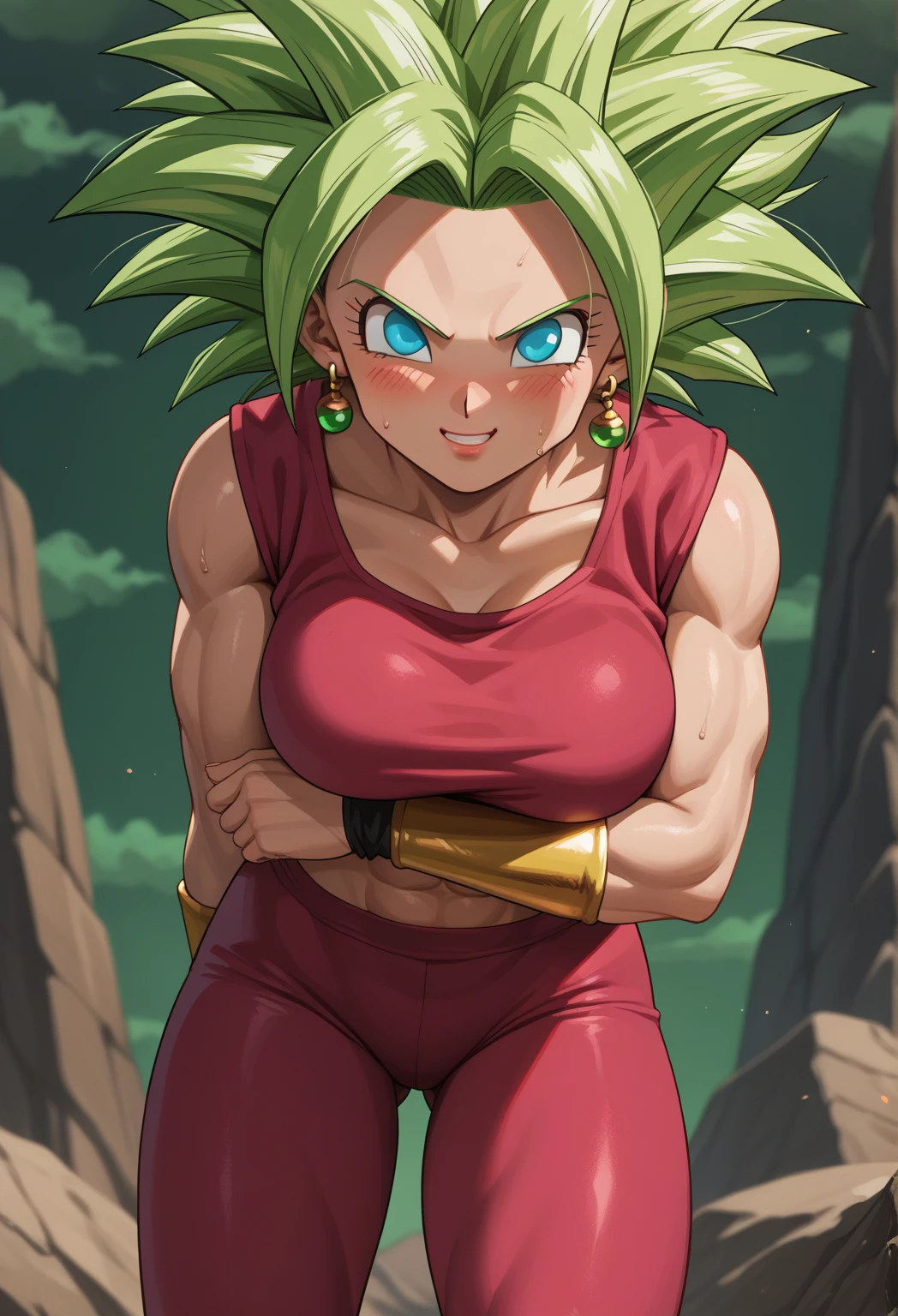 ((Black line work)), detailed line work, ((slendered abs)), ((masterpiece)), ((proportion Aurea)), ((Dynamic)), ((natural)) ((best quality)), ((ultra-detalhado)), ((kefla dragon ball super)), {1mulher}, {neon green hair}, {super sayajin}, {style dragon ball super character}, olhos azuis, {{sexy}}, seios grandes , (roupa casual), {pubic_tatuagem, tatuagem brilhante}, {{anatomia perfeita}}, {{scenecy: jardim fantasy}}, {fundo com desfoque}, mudo, Bottom-up view, perfeito:1.2