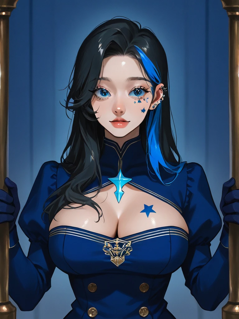magazine cover, Dark Magician Girl casting a spell, big breasts, sexy pose, glasses, short hair, fringe