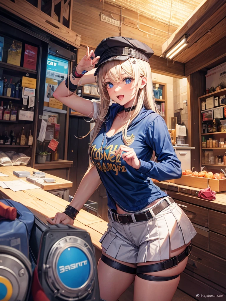 5 people, street, snack truck, food street, girl, pretty, big, bikini, long blonde hair, seductive eyes