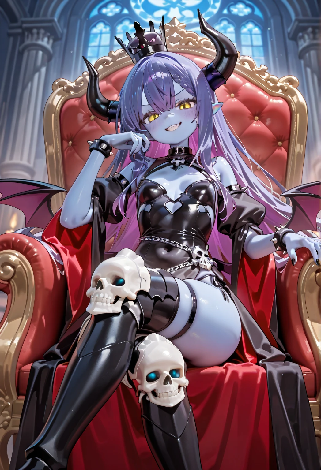 Anime girl sitting on sofa with a bunch of demonic creatures, tentacles around and fine details. Anime. tentacles, anime monster girl, tentacles, demon anime girl, demon beast, seductive anime girl