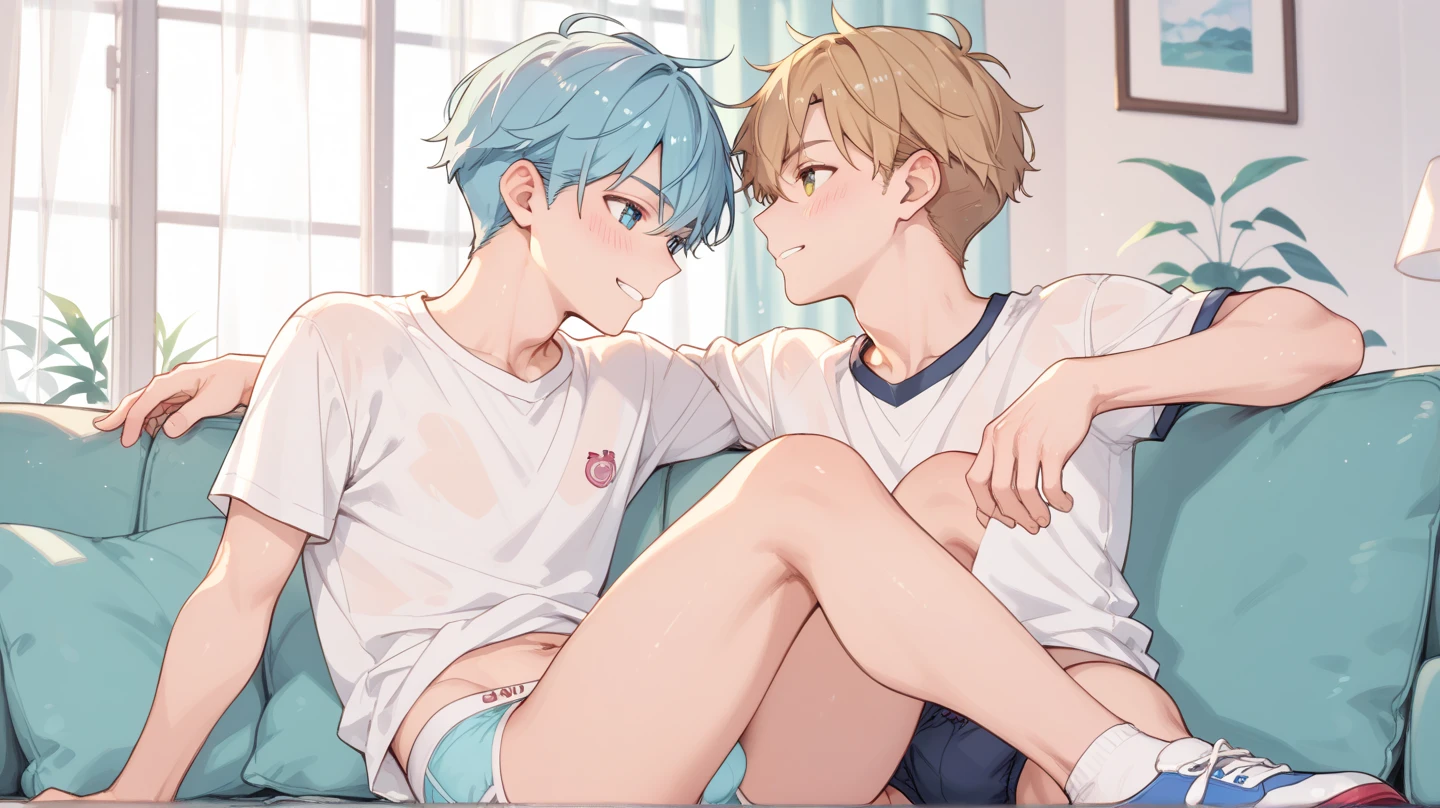 (semi realistic, anime style, masterpiece, best quality, 1boy, intricate details, 8k), Shota boy getting fucked in the ass by a man, slim body build, no muscle definition, gay sex, anal sex, cum leaking out of anus, orgasm