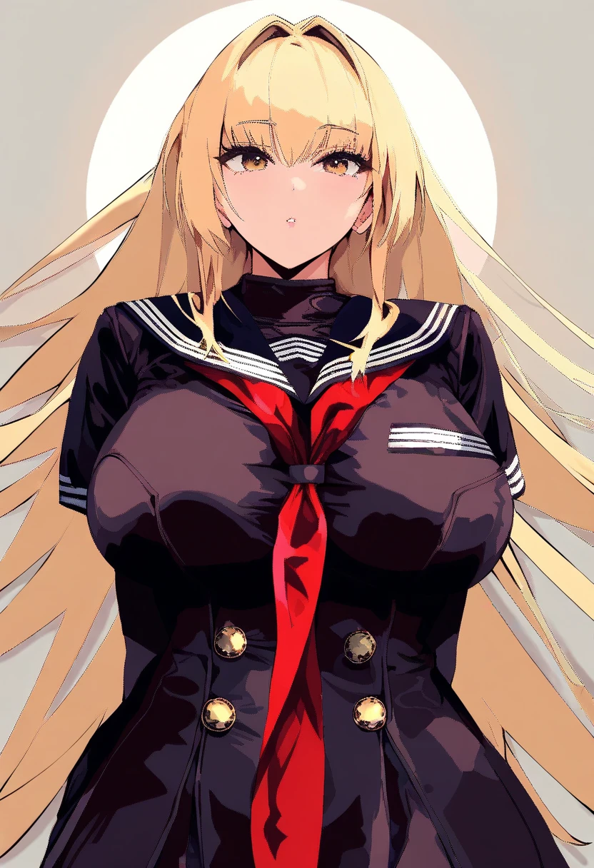 , large breasts, blonde hair,slim body,,large breast, open mouth, ,wide hips,blush,twintail,blue eyes,military uniform,hat,cross, military, necktie, peaked_cap, hat, large_breasts, capelet, breasts, hair_between_eyes, sidelocks