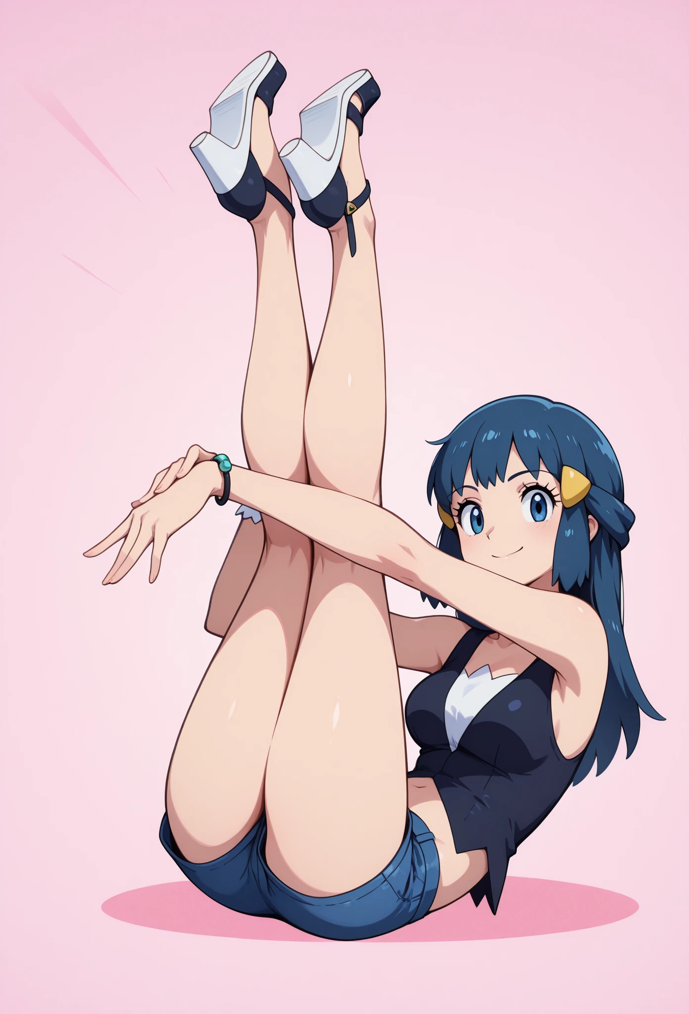 (girl)、(Nudists)、Enjoy、be shy、Laughing Salesman、a navel、Baseball Cap、tennis、sneakers、knee