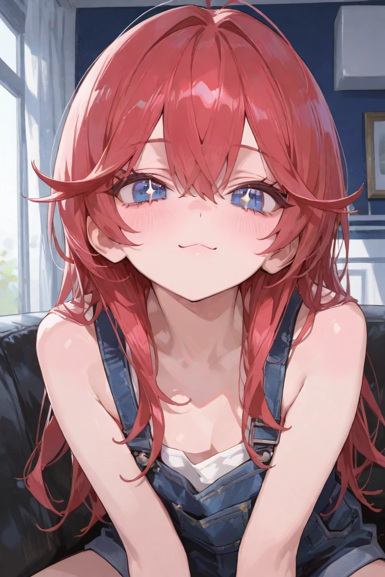 (((masterpiece, high quality,4K resolution))), blue eyes, fine eyes, red hair, long hair, white coat, small breasts,(fellatio),no text,(((coat over naked,)))orgasm,cum in mouth, Hotel,indoor,((1 male)),penis,night