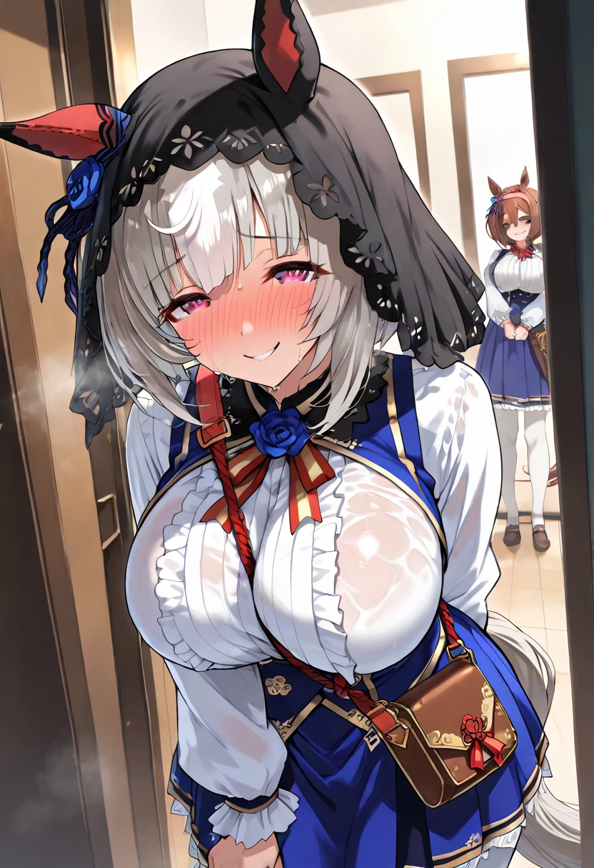 Cheerful female college student、smile、Look at the direction、Thick eyebrows、Droopy eyes、black髪、short hair、Fur jacket(black)、hot pants(gray)、boots with buckles(Brown)、(Flat Brown)、((Luxury Purple Lace Underwear))、Butt Up Angle、Spread your buttocks with both hands。The inside of the anus is visible,The female genitalia is open and you can see inside,Moist,Steam is coming out,Hairy