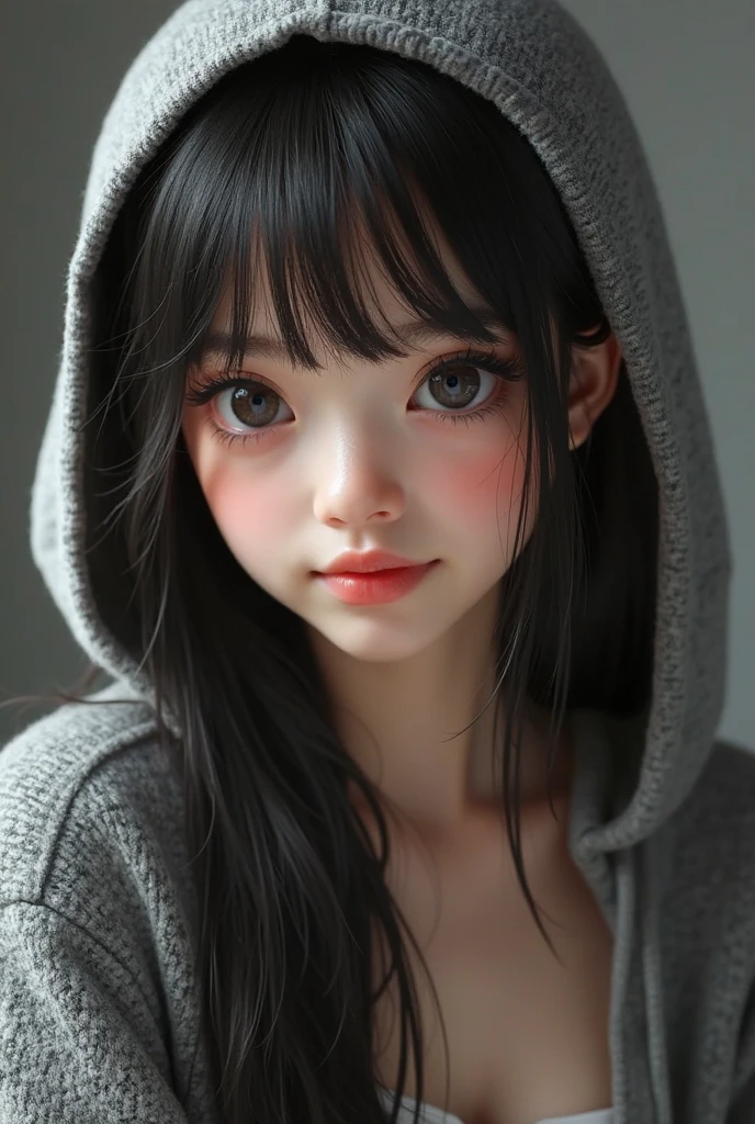 best quality, face focus, soft light, ultra high res, (photorealistic:1.4), RAW photo,
1japanese girl, solo, cute, (boba pupil eyes), detailed beautiful face, (small chest),(high resolution detail of human skin texture), youthful
(long hair),
indoor,
Oversized Black Hoodie, clear photo
(portrait)