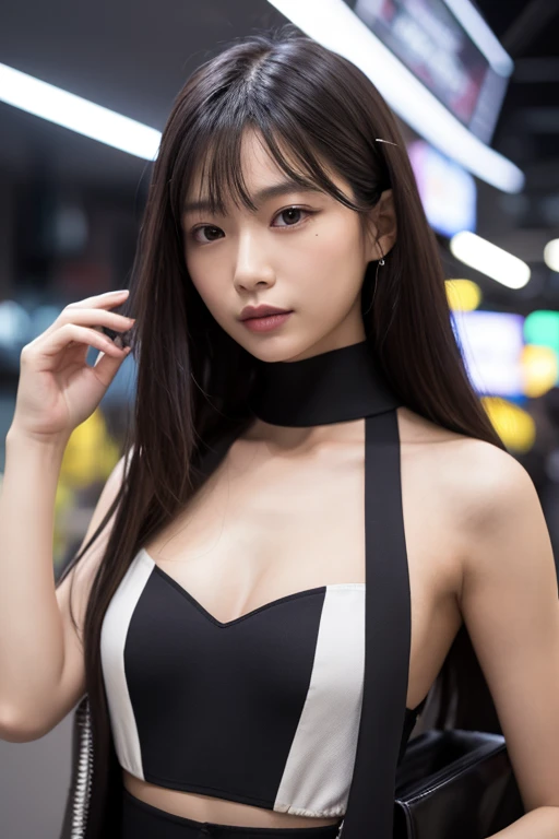 top-quality、hight resolution)、(Attractive Japanese Woman Pictures)、2 girls in、embracing each other、(ultra gigantic tits:1.2)、Bangs pinning、Straight black hair、abdominals、perfect bodies、hyperdetailed face、Detailed lips、finely eye、二重まぶた、Wear a long black dress、high-heels、fullllbody、Black stockings、(魅惑的)、Tall and cute woman、A slender、Details exquisitely rendered in the face and skin texture、bared  chest、Wear a necklace、Wear black satin gloves、ultra gigantic tits