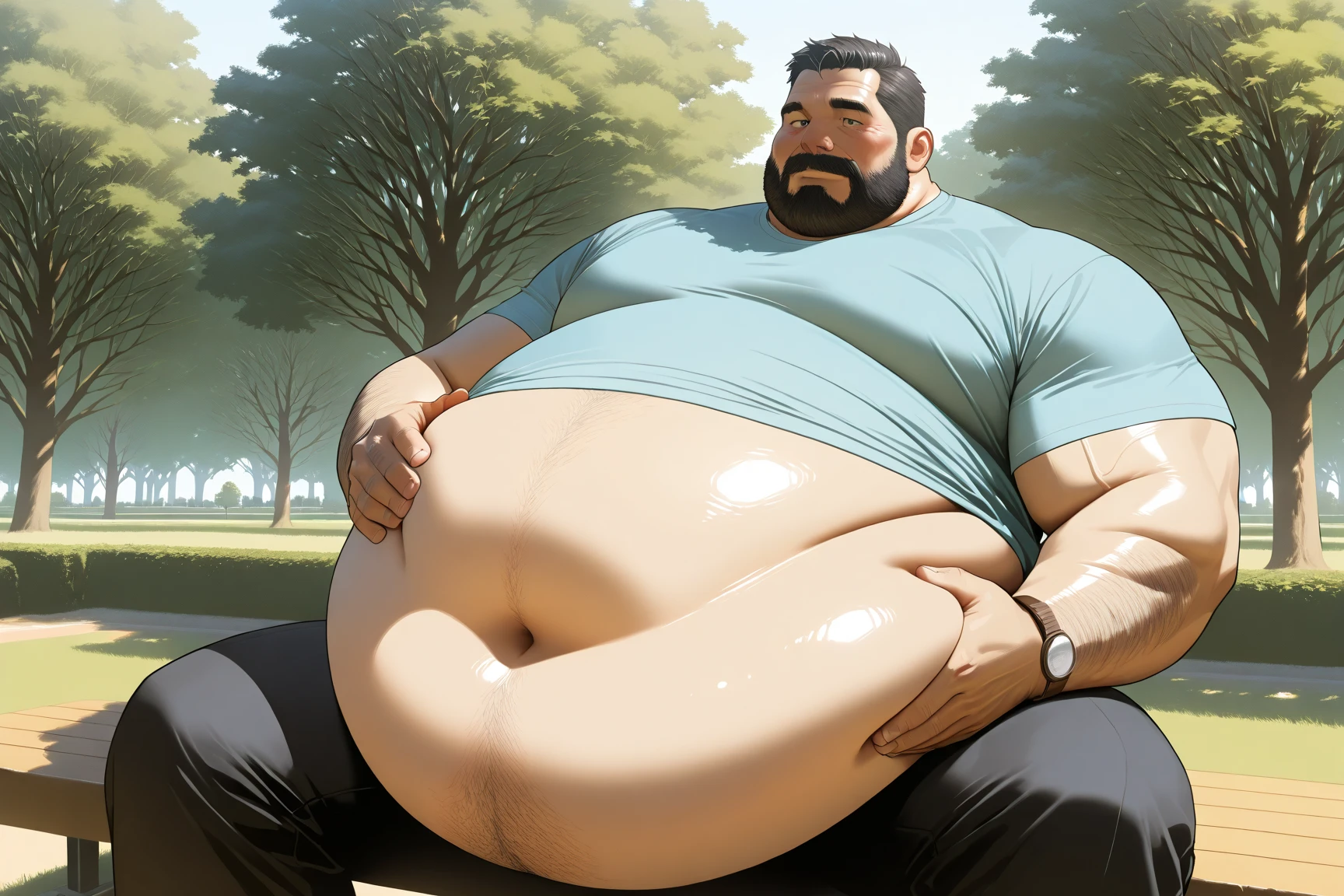The chubby strong man knelt, mtu,The upper body is naked, tmasterpiece,Raised sexy,The best quality,ultra - detailed,slightly fat big breasts,Strong,Handsome,molasses,Tired,perspired,Balcony setting。
