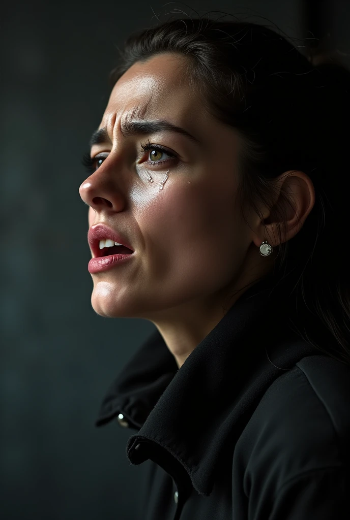ultra hd, detailed blurry rain background, ((in the rain, rainy night, black light, wet, look up)), eyes closed, dark cinematic, long dark hair, excellent proportion, school uniform, urban, school wool sweater vest, bow tie, ((dark photo:2, dimly lit, dark, very dim image, harsh light, grainy photo, detailed rain, dark night, extreme darkness))