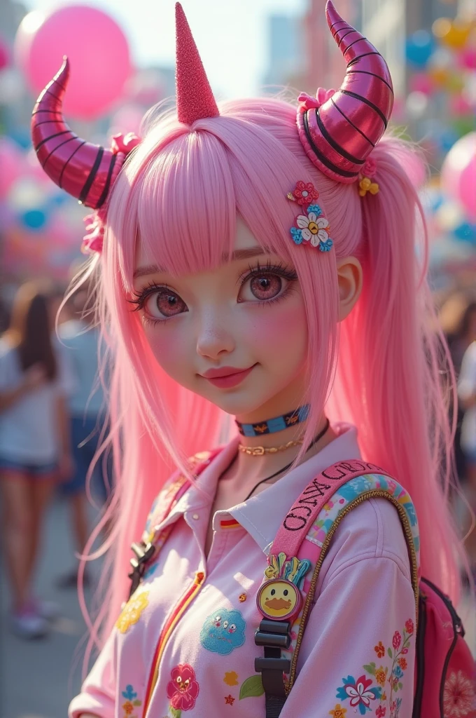 Little Girl Kids Little Girl Skin Leather Jacket Pink Hair Ponytail Smile Top Quality Masterpiece