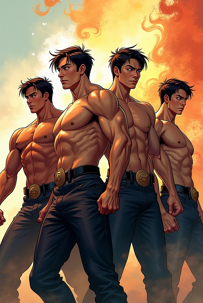 Five male hot friends standing around in their underwear