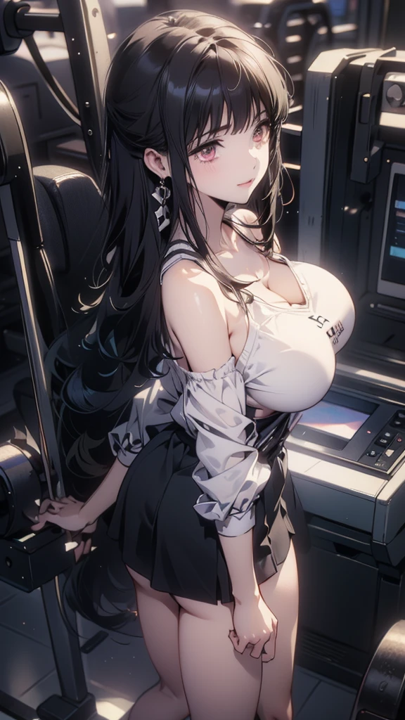 Italian girl, 25 years old, long brown hair dressed as a busty chemist

