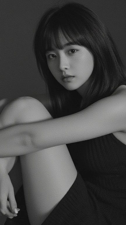 Photo of a Beautiful Korean kpop idol Woman, Summer, lecherous, filmgrain, Ilford HP5, 80mm