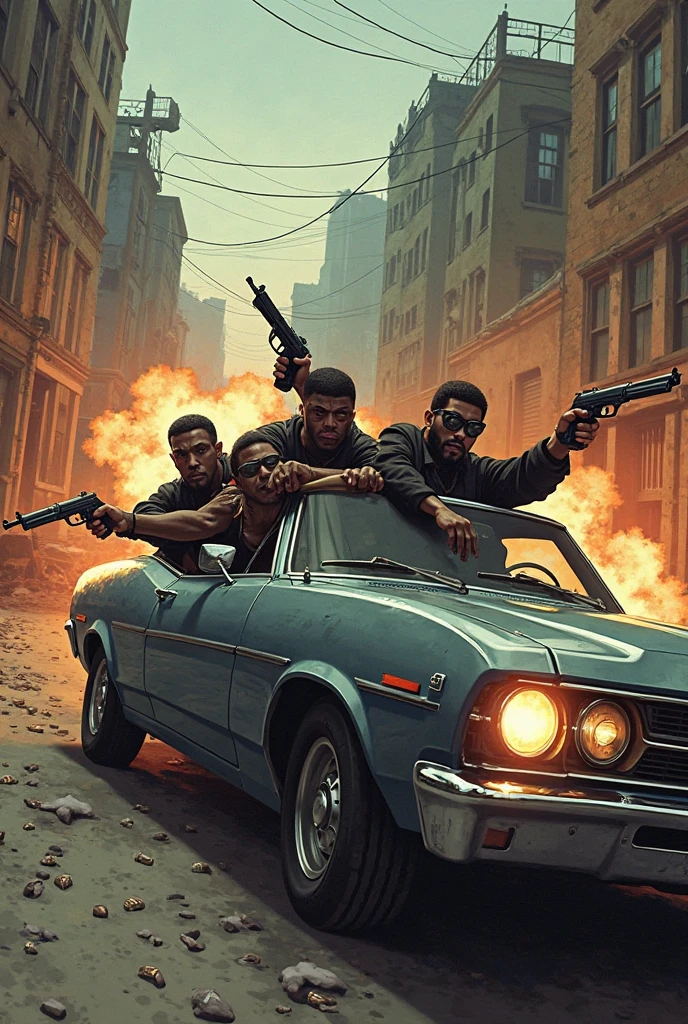 a car full of gang members, Shooting everywhere