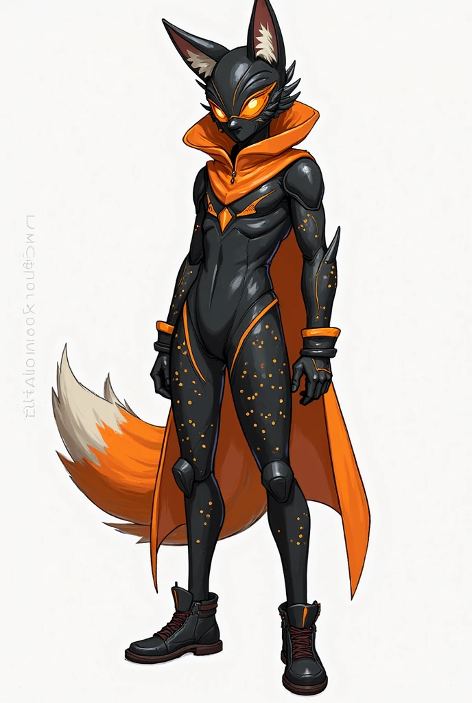 hornet, cute, chibi, no feet, furry female, anthro, standing, solo, red cloak, (best quality), looking at viewer, flat colors, nsfw