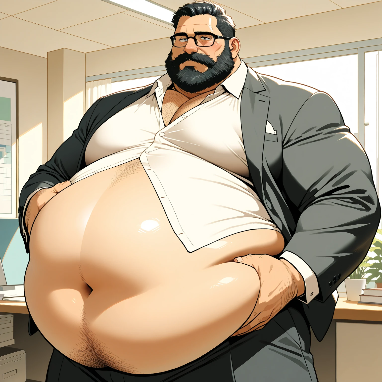 1man,4k ultra quality, 4k full body view body, detailed face, handsome,big body, dad,hot daddy,alone,beard,skinny, hot handsome daddy with big woman breast, male,good anatomy,abandoned house,warm atmosphere,office cloth,very tights long pants,big breast, gigantic breast, breasts exposed,Sweating, lactating,big muscular thighs,big fat ass,thick breast,dark nipple,big nipple, sweating,belly and flushed,Bruises on chest,big nipple,very loose pussy,wet pussy exposed,Pee,tired face,cry,shy, detailed eyes, sweating, detailed face,sit on office chair,big round belly