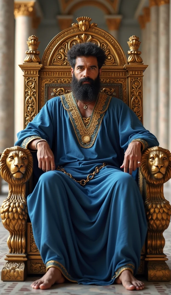 Babylonian king sitting on throne inside his palace