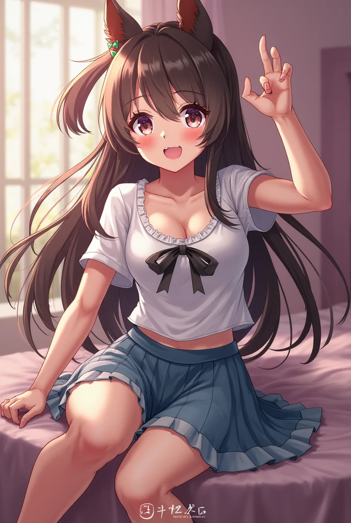 A beautiful anime girl with brunette hair and a tight skirt bends over and、I can see her ass and pussy , tits、Nipples、Titty fuck、のちんこをtitsで挟んでる、のちんこからsemenが飛び散っている、のちんこをtitsでしごいている、Nipples、tits、Titty fuck、semen