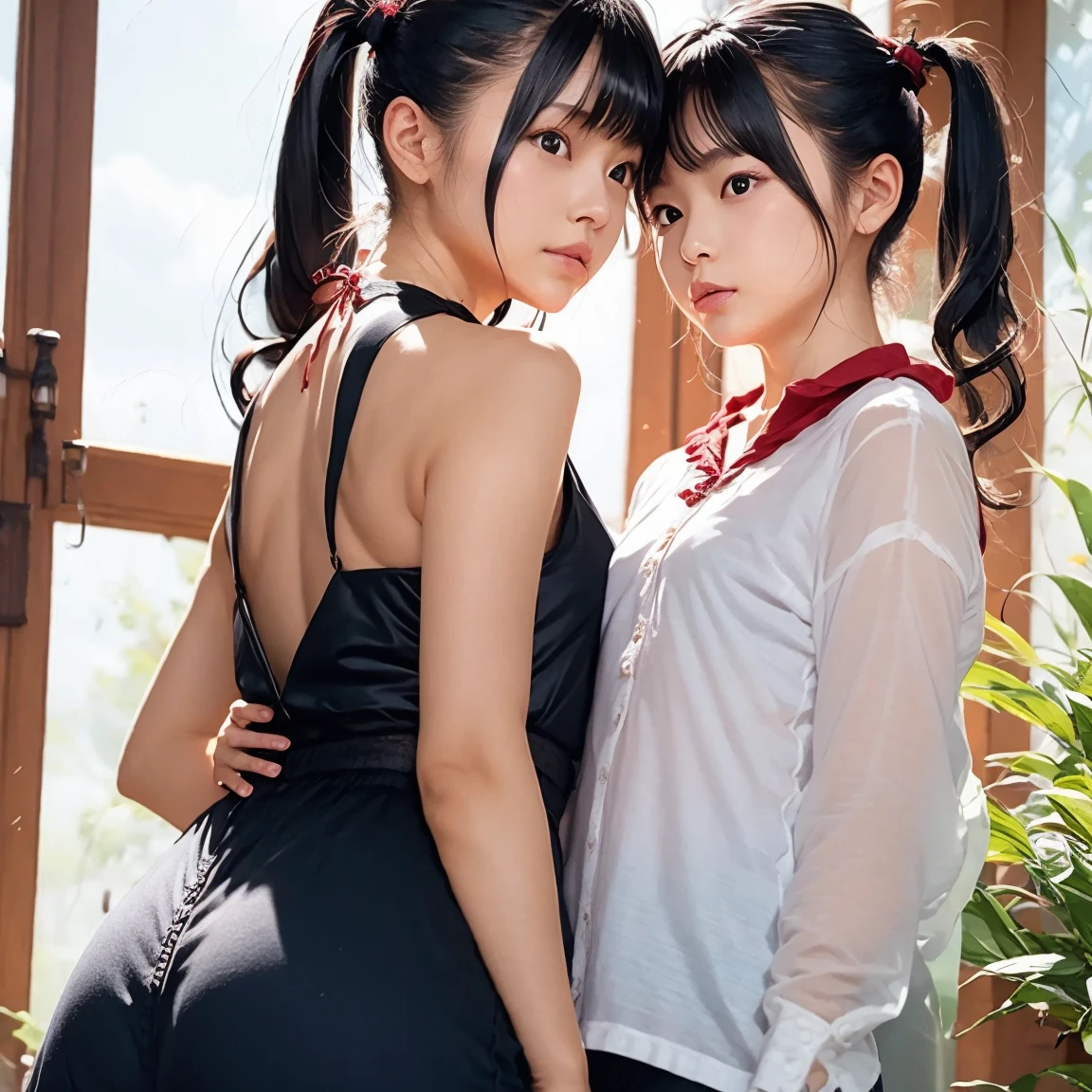 ((NSFW STILL SHOW、David Hamilton:1.37))、(Tiny Oppai- Twins:1.37)、{(Dynamic-angle)|(from side)|(from back)|(from below:1.2)}、{(((Kissing face to face)))|(Standing Full Body:1.2)|Wide Shot}、{(Floating hair:1.2)|(Strong wind)|(Ass focus)}、zydG、8K best quality、((Masterpiece:1.2、Photo-realistic:1.47)), ( kodachrome | realistic | photorealistic | RAW )、((Detailed KAWAII Face、Detailed Oily Porcelain skin textures、Extremely Detailed))、(brilliant Shining Perfect eyes)、Smooth shading、{Zoom Layer|clear focused}、Soft Lighting with many Follow lights、{Childish|Gigantic Cleavage:1.37}、((school uniform with white tiny panties:1.37))、{Flowers|Flower wreath|ssmile|perplexed|seductiv|Different types of hair colors}、{(Light Particles:1.2)|(Lens Flare)|(Luminescent Particles:0.6)}、{Forest Lakeside|Lakeside Cottage|Before dawn|morning glow|foggy}、