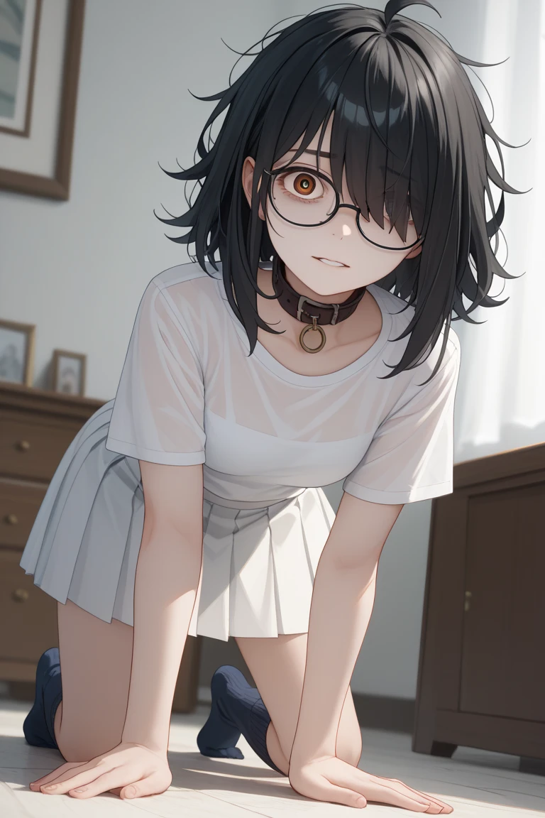 1 girl, alone, ppka, black fur, short hair, messy fur, Ahoge, parts, parts all over the body, grey eyes, blind eyes, kind eyes, very nervous, looking at the viewer,
karate pants, White, sports bra, karate black belt,
sitting on the floor, full of bruises, blood on the cheek, defeated,
Exposed navel, exposed shoulders and arms
