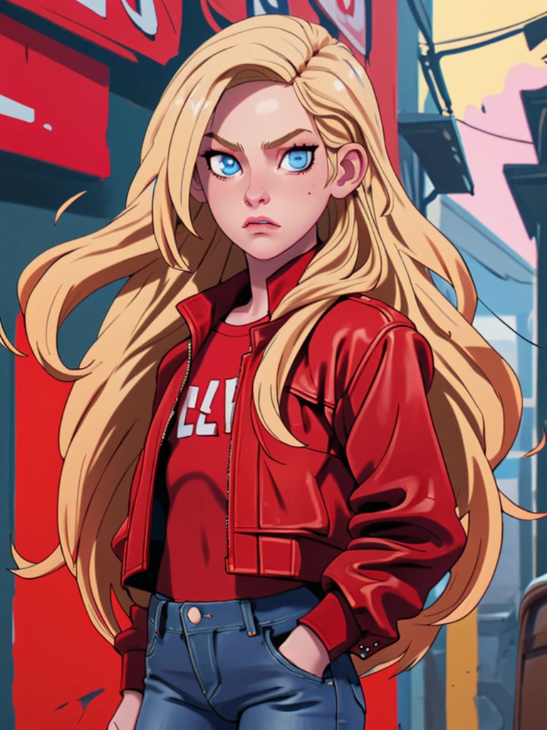 (best quality, masterpiece, colorful, highest detailed) 
a woman with a tattoo on her back and a city in the background, looking at the camera, with a city skyline behind her,  cityscape_background, cyberpunk_theme, tattoo, sleeveless_top, fingerless gloves,  platinum blonde hair, glowing_eyes, hooded jacket, loose pants, very long hair, messy hair,  long bangs, light smile, standing,  closed mouth, (piercing:1.5),  sneakers,   Artgerm, cyberpunk art, <lora:backlight_slider_v10:-1>, <lora:contrast_slider_v10:2>
(ultra-detailed body), (light smile:0.3), moonlight passing through hair, (night beautiful background:1.3), (intricate details), (dynamic angle)   dramatic_lighting, delicate_features