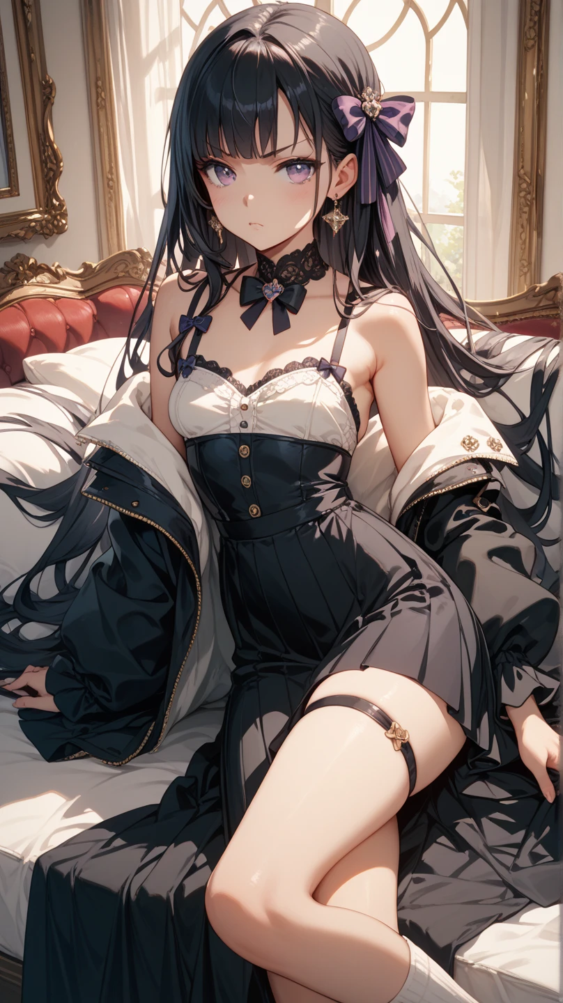 (Highest quality)),(Ultra-high resolution),(Super detailed),(Detailed Description),((The best CG)),(masterpiece),Highly detailed art,(Art with precise details:1.5), (woman wrapped in ribbon:1.6),(Beautiful and well-proportioned face:1.3),Embarrassment:1.4,Beautiful feet:1.3,(Ribbon wrapped around the body:1.8),(Lie down on the bed:1.4)