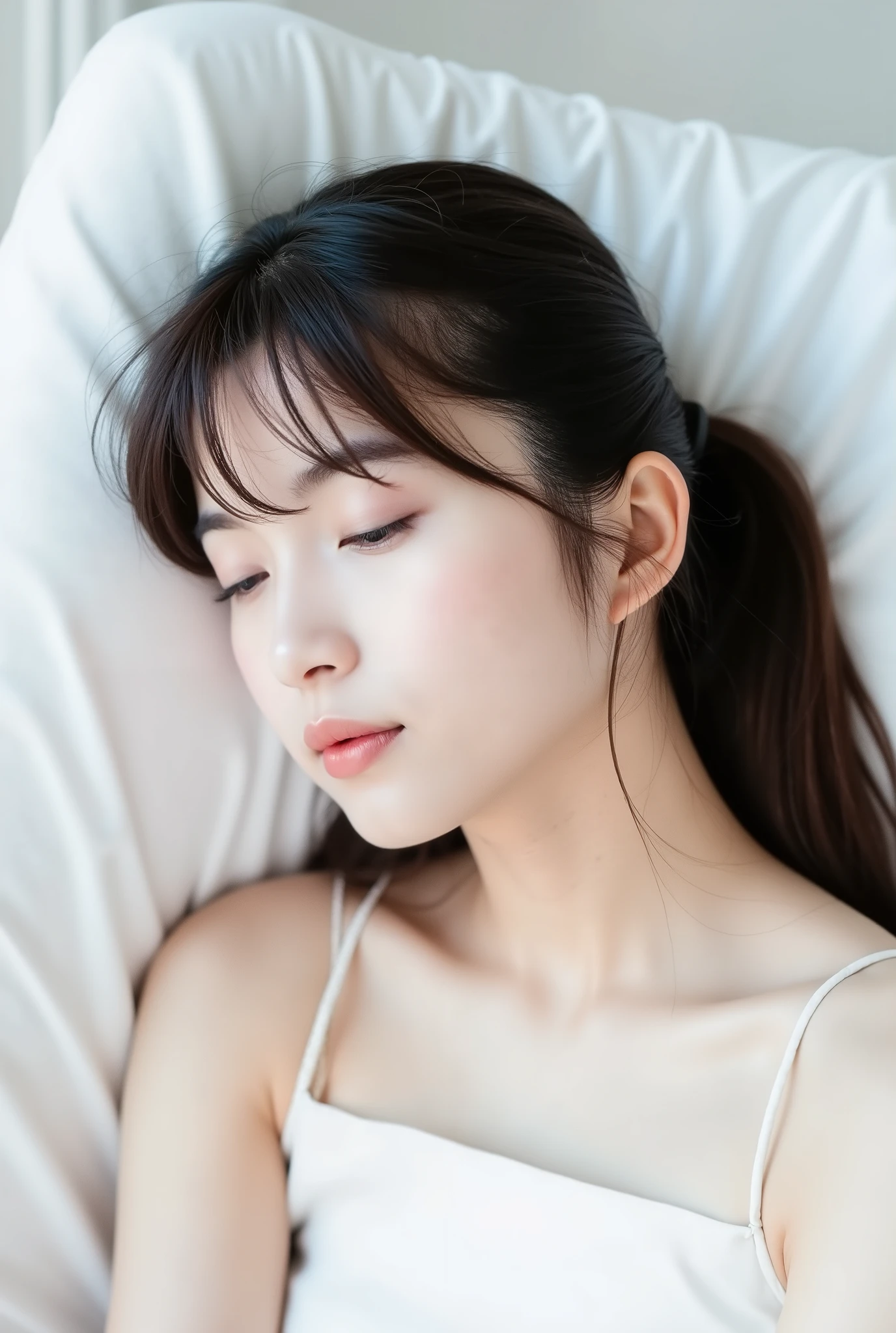 pubic hair beauty、Este、((eye lashes))、Asian woman with closed eyes、((Eyes))