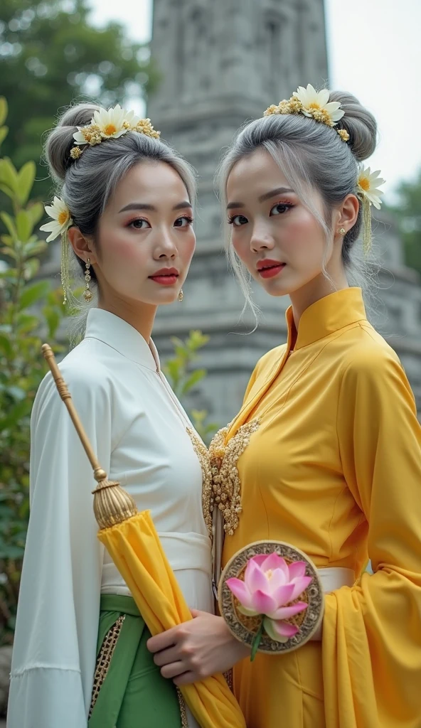 Orange Polyester "o di" womens attire Vietnam (Epitomizes Vietnamese femininity and grace.), perfect face, with an intricate park background<lora:add_detail:0.4>