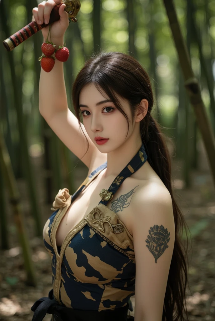 Japanese-inspired (tattoo art:1.5) fierce dragon, alluring geisha, cleavage, flowing ebony hair cascading down, captivating symmetrical features, seductive gaze, intricate kimono details, cherry blossoms in background, by Stanley Lau and Greg Rutkowski, hyper-realistic render, cinematic lighting, vibrant colors, lens flare, bokeh effect, high contrast, ultra-detailed, 8K resolution, shot on Hasselblad H6D-400c, (photorealistic:1.4), (best quality), (masterpiece)