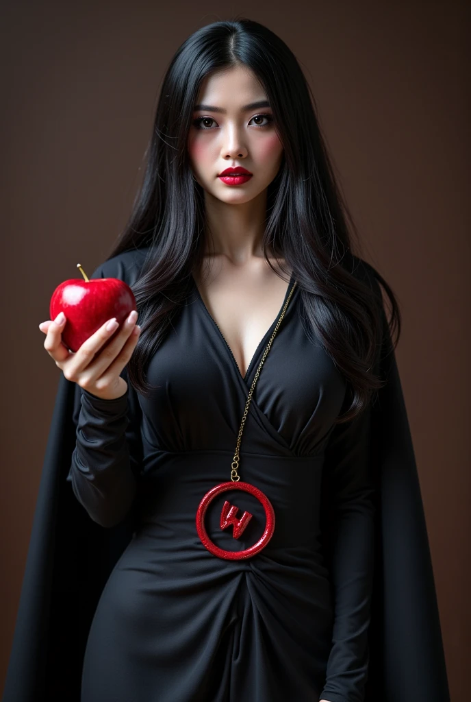 Black snake wrapped around a red apple