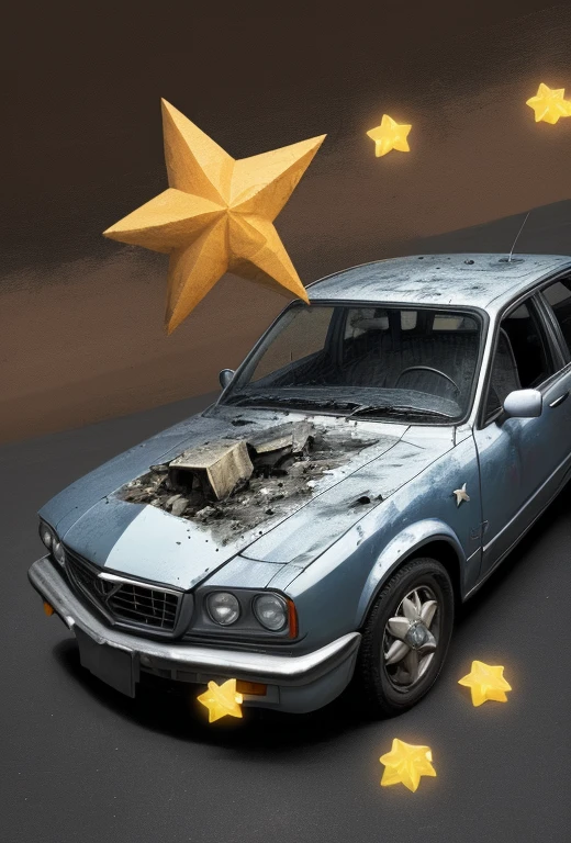 (There are 4 five-pointed stars in the upper right corner:1.2)，A person destroyed a car，