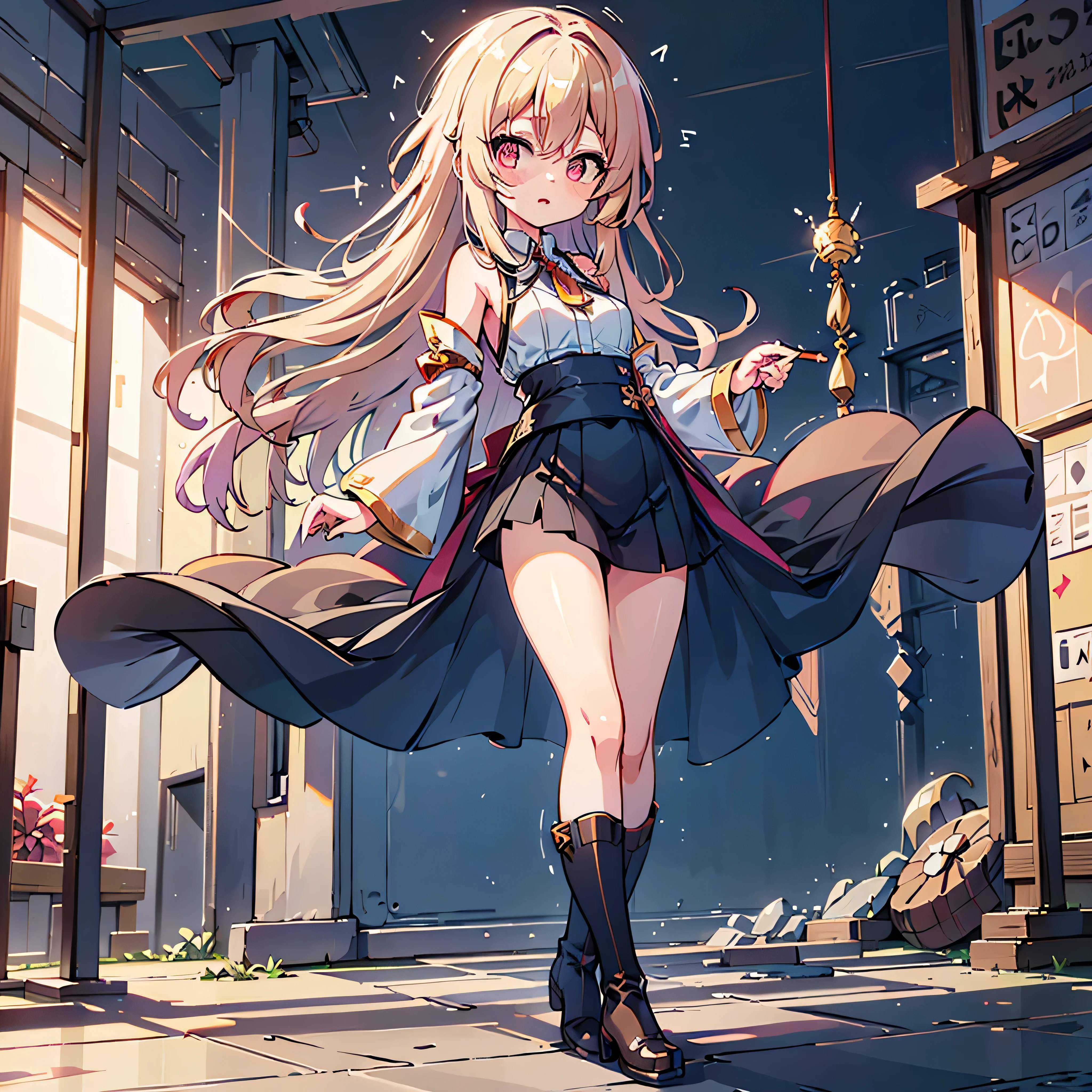 original female Flügel character from No Game No Life universe, full-body, elegant and powerful, long fluffy gradient hair (pink to blonde), golden glowing eyes with slit pupils, large geometric magic wings made of circuits and light, wearing futuristic and revealing Flügel-style outfit with high collar, detached sleeves, glowing runes, and thigh-high boots, levitating with open book and glowing spell circle in hand, confident expression, background of a glowing floating library in the sky, cinematic lighting, anime-style shading, ultra detail, masterpiece, 8k