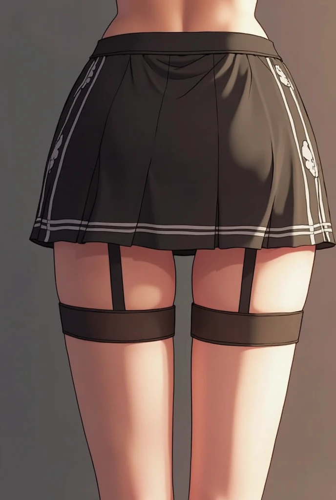 Anime Kawaii sexy Perfect Slim sensual body large breast and huge thighs, An intricate and highly detailed illustration of anime (Young girl red plaid miniskirt , shoes black , pleatedskirt , assassin , all-body , White sweater , black gloves , Stockings , GARTER BELT , Bblack hair , eyes black , slickedback hair , thicc thighs , all-body , standing posture , Face , close up