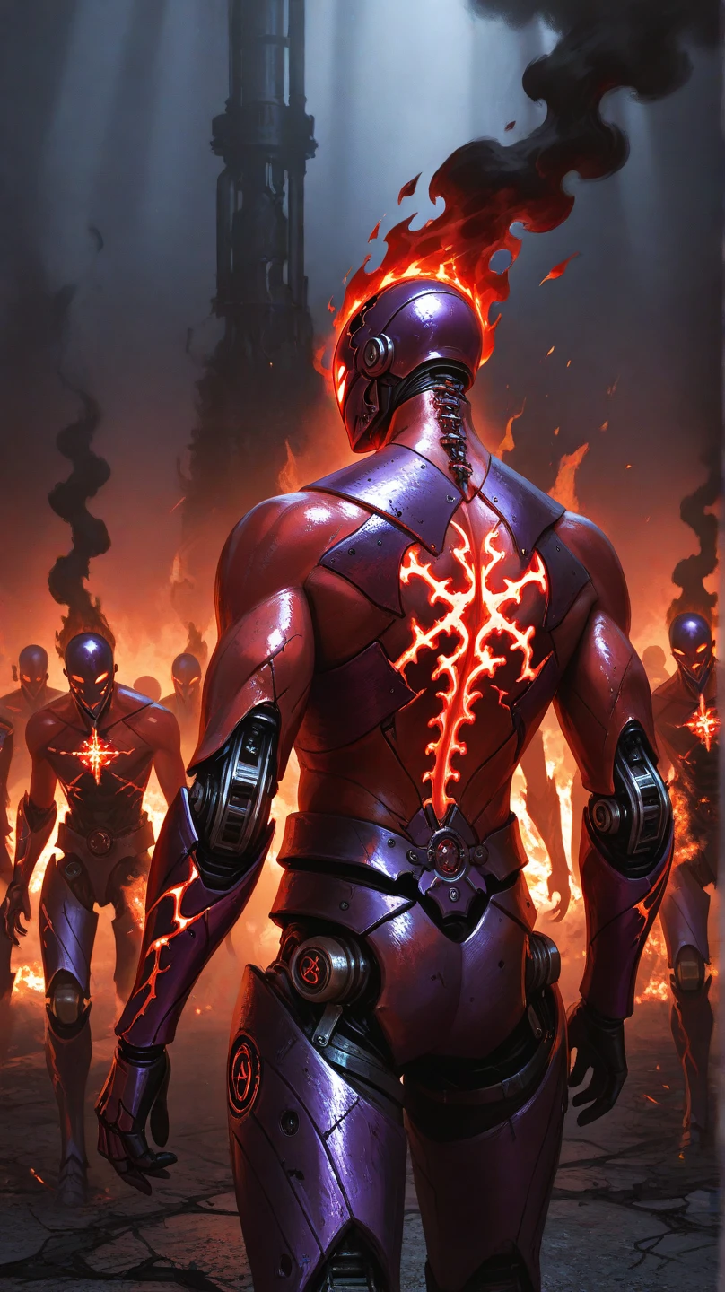 make an 8k image of a monster (full body humanoid), (where its skin is made of black slime), (in place of its face a smiling skull), (it has four muscular arms also made of black slime), (with spirits around you that make up just your body)