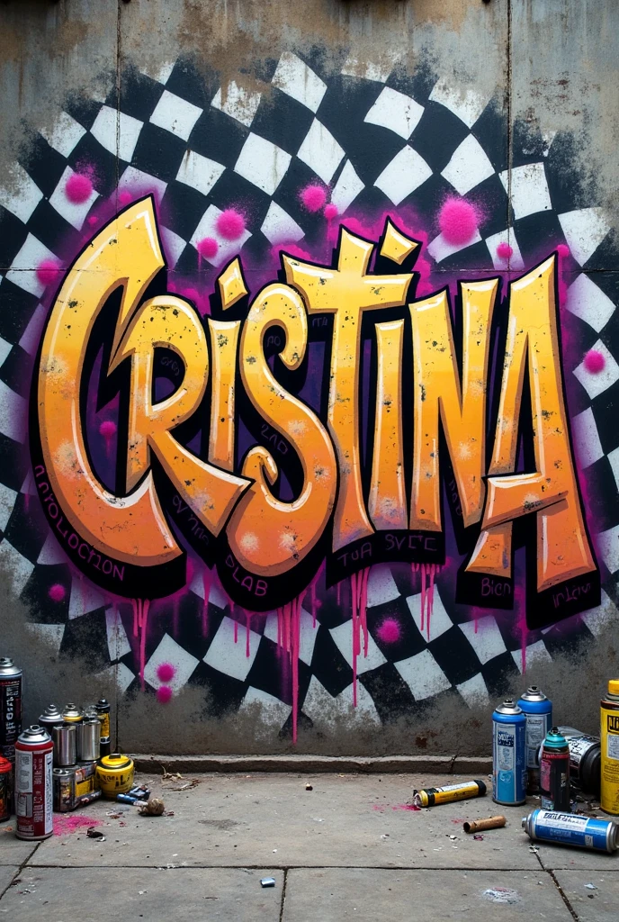 Make a graffiti image with black and red colors with the name Cristina