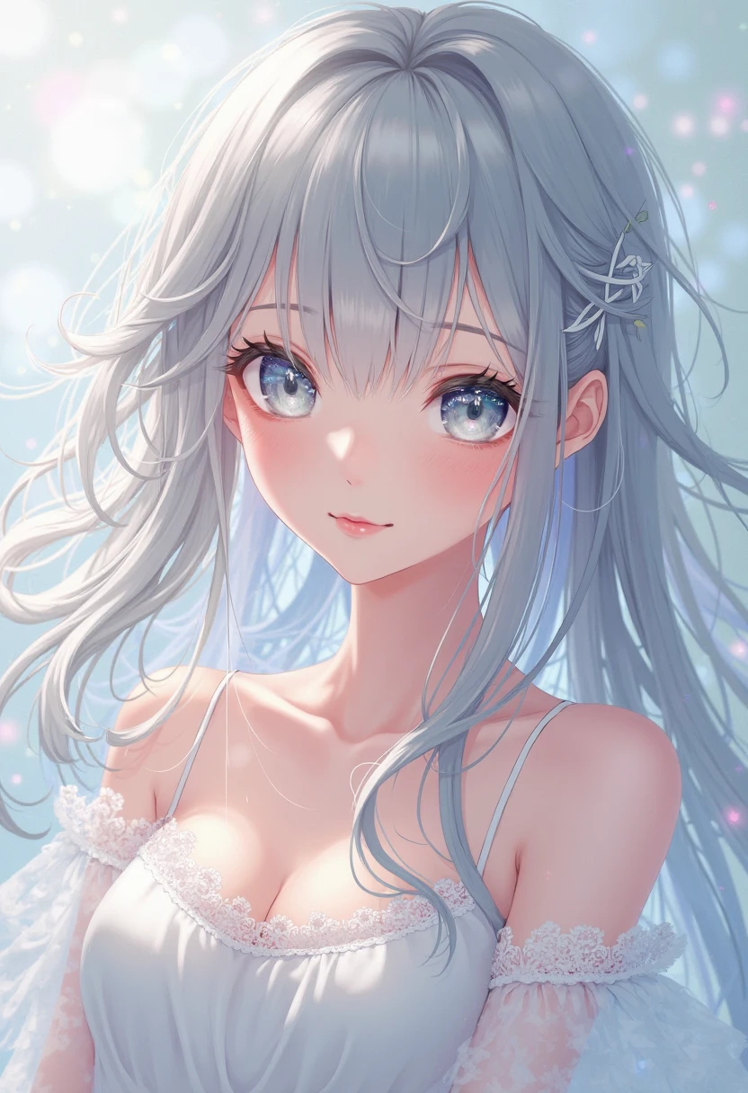 raw photo:1.2, masterpiece, highest quality, 16k, unbelievably absurd, very detailed, perfect beauty, (double exposure vibrant colors silhouette:1.3), (layered vibrant colors silhouette:1.2), (floor garden photo scenery), snowflakes, starry sky with aurora, flowing towel, flowy long hair, (lake:1.2), (realistic photo scenery), (moonlight), (magical girl command with a magic wand),
