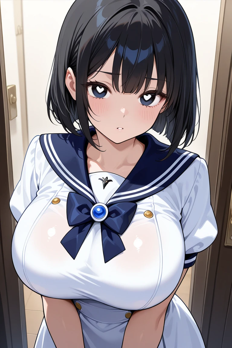 (Perfect body),Best Quality,(8K Portrait),(Official art)、((NSFW))、((Lori))、(((Short stature)))、is crying、embarrassed from、(1girl in),(((:o)))、(blush),(Sweat),(((huge-breasted)))、((thick thighs))、(((big butts)))、((Brown hair))、((Shorthair))、Blunt bangs、bob cuts、((Blue mini skirt))、(((whitepanty)))、((white kim oh on oh))、(((Panchira)))、 (Brown eyes)、(((skirt rift)))、Cowboy Shot、(((Dark concrete room)))