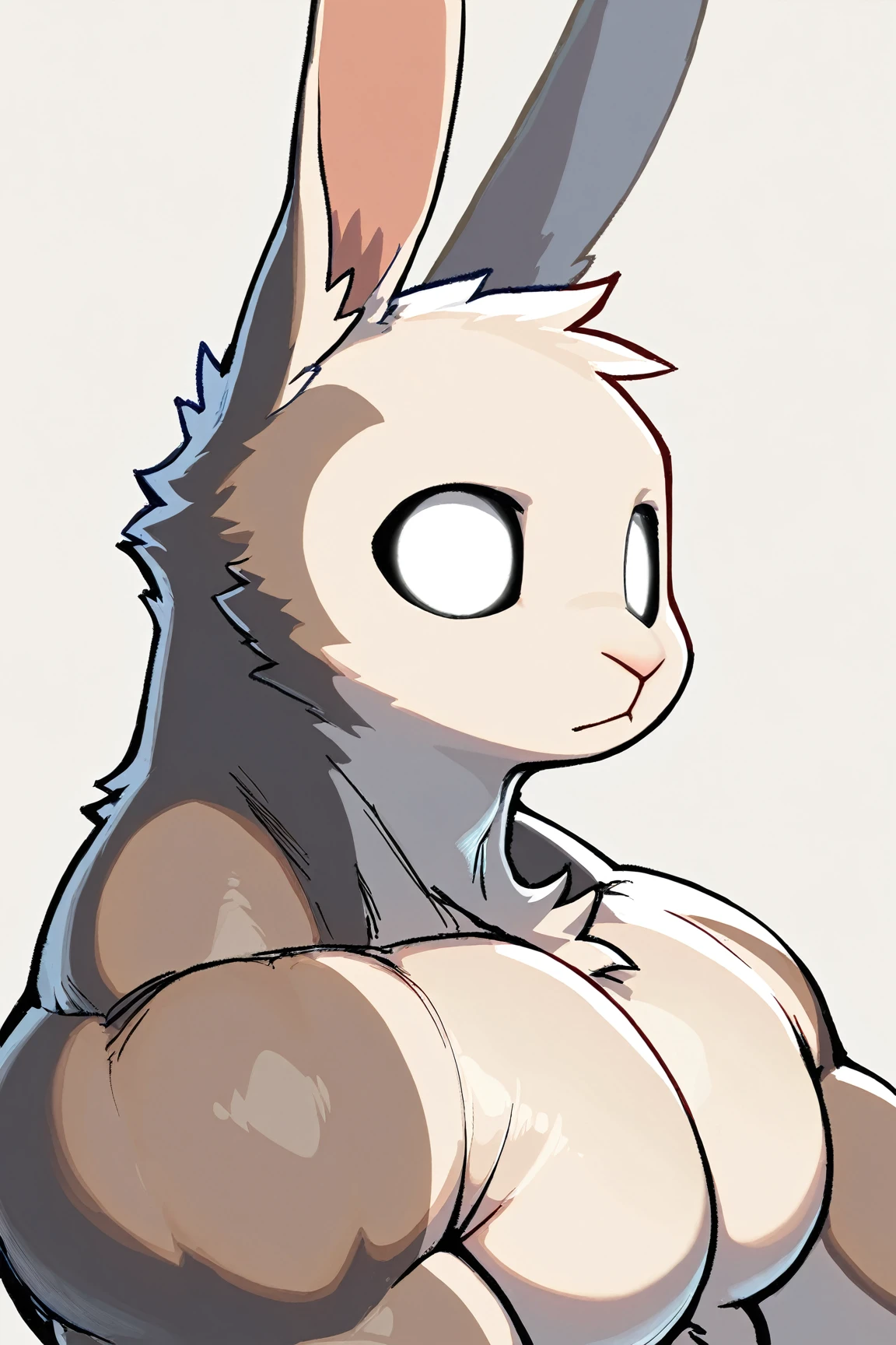 , score_9,score_8_up,score_7_up, kemono style, anime niji style, source_anime, Asriel dreemur, Anthro female, white eyes black sclera, standing, indoors, naked, upper body shot, front view