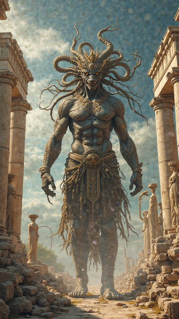 Medusa marble statue decorated with silver ornaments, standing in the mist (cemetery: 1.2), surrounded by tombstones, snake tails, detailed eyes, masterpieces, best quality, intricate details, absurdity, high detail RAW color photo, very detailed, rough lighting, cinematic lighting, contrast, bright light, gigapixel, 8k resolution, film, octane rendering, unreal, high definition, 8k uhd, professional lighting, photon mapping, radiosity, physically based rendering, award-winning photography, backlight, Ray tracing, cinematic lighting