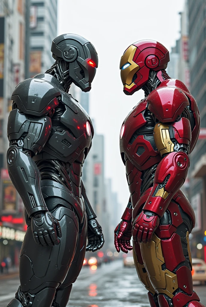 Robocop no.middle of a city talking to iron man