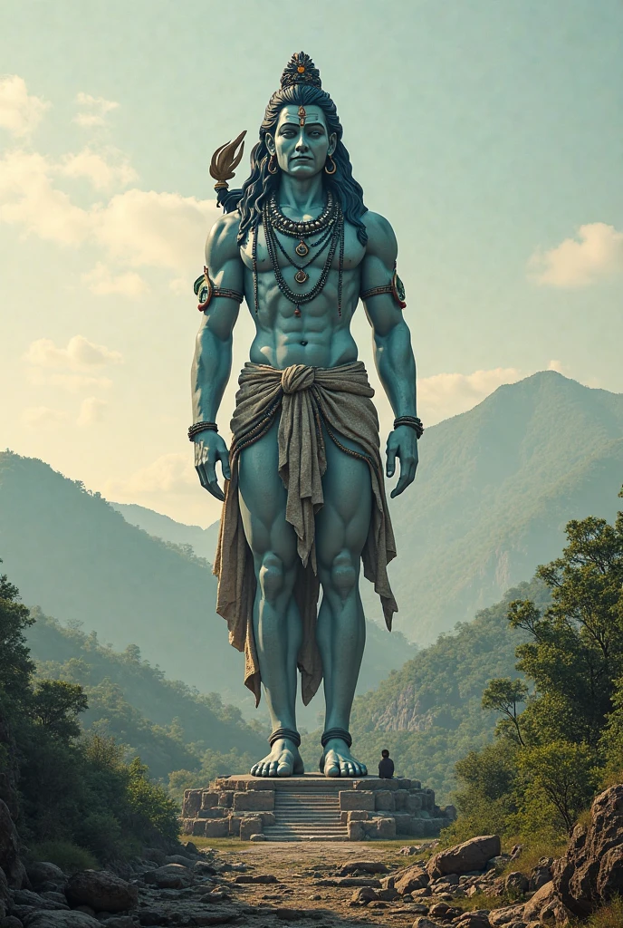 Background with Himalayas mountain Mahadev and infront right hand side Trishul with Vasuki snake 8k resolution