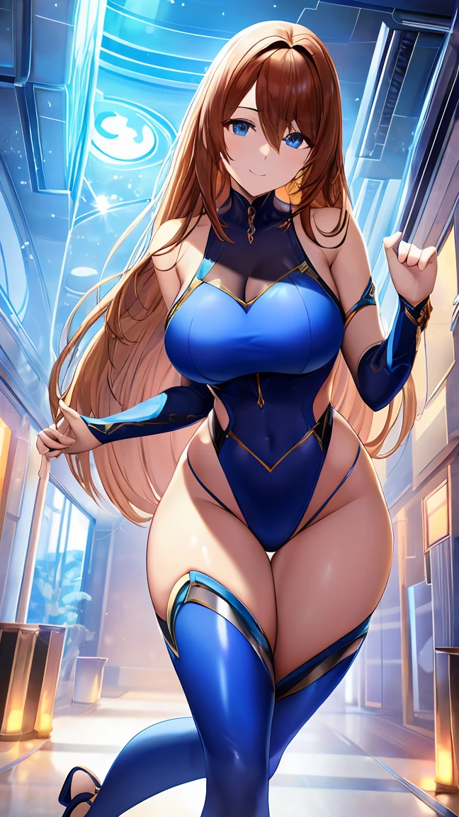 (HD, Sharp, Fractal), Single Woman, Super Glossy Skin, Magical Girl, 25 years old, Leotard, Mini Skirt,Big, Blue and Golden Costume