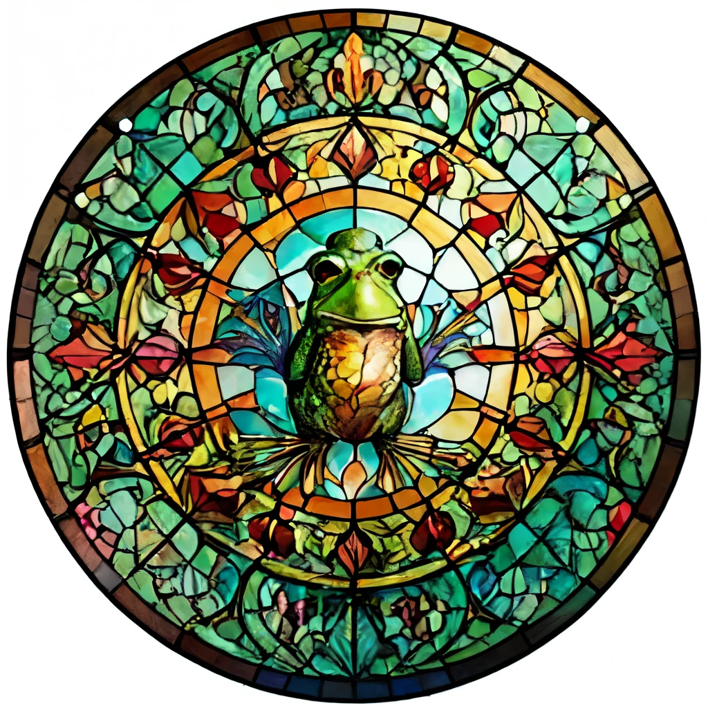 frog in the swap stained glass style circle
