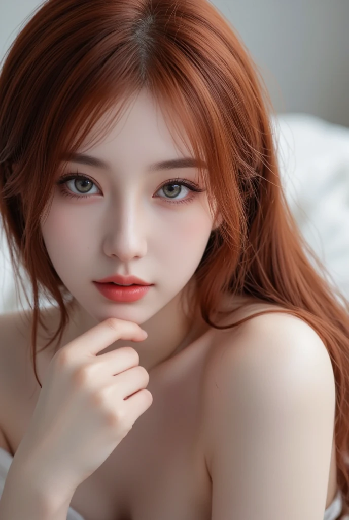 (work of art), (portraite), breasts big (aesthetics), ((1 20 year old girl)), ((long straight hair)), ((crimson red punk hair, long fluffy hair)), gorgeous hair, thin eyes and open eyes, blue colored eyes, cute, Female One, Woman, Female One characteristics, high qualiy, roupas aestheticss, professional angle, (rule of thirds), Female One characteristics, standing alone, (attractive Korean Woman), spring time, (ink mist), (natta), (vibrant light), seducer, ((flirting looking))), thin strap blouse, hip hop long off shoulder hip hop top, beautiful cute shorts ((energy)), (bold makeup), (medium breasts), skin tanned, (Hip hop outfit details), (Upper cut with *in* neckleace), (Beautiful neckleace), Body cute, gorgeous eyes, glare eyes, Romantic smile, beautiful mouth, beautiful lips, pose seducer (best qualityer, ultra detali, photorrealistic: 1.39 ), bright and vibrant colors, studio lighting, romantic expression, seducer, At the flower shop