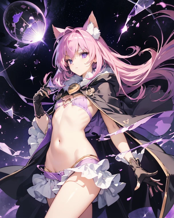 NSFW,7-year-old girl、Young、Witch、Wearing a collar、Very beautiful and Shining Eyes、Shining Eyes、1 girl、Small breasts、Big Mouth、high school girl、Small breasts、Cat ear、Transparent pink short hair、