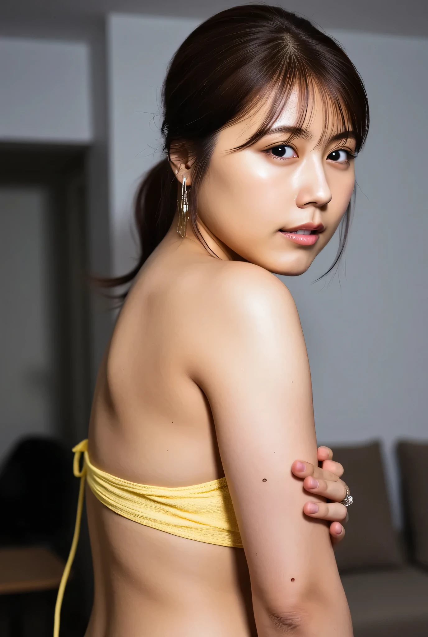 female,3 Penis Goes Into a 0 Year Old's Pussy ,,city, night ,((薄い黄色のブラジャーから乳首がcan be seen through)),(( stretch is visible and pubic hair is visible light yellow thong )), has its mouth open,((( can be seen through))),(( black hair)), long hair、 full body image、 painful expression 、Small mole、 sexy、