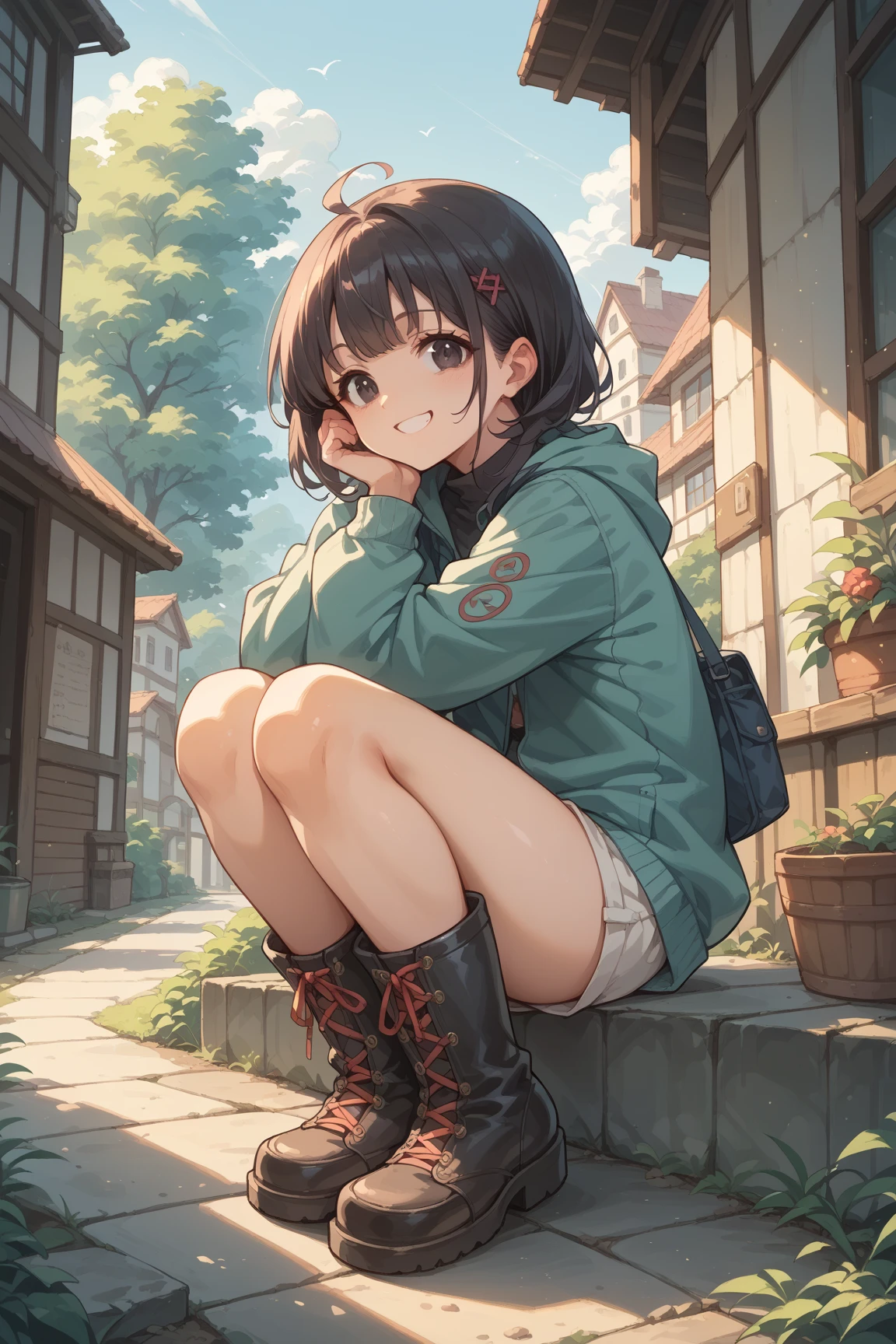 (masterpiece), (best quality), (ultra-detailed), (best illustration), (best shadow), (absurdres), Female, 25 years old, looking at viewer, steam, nsfw, mini skirt, panties, light smile,