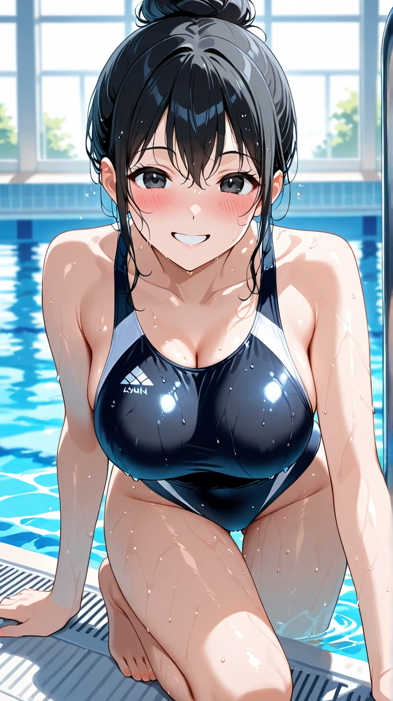 ((masterpiece、top-quality:1.5、a high chroma:1.5、ultra-detailliert、high-resolution illustrations:1.5、Ultra-high-definition CG、8k size wallpaper、offcial art))、((from above:1.8)),(1woman,),(cute face:1.5,cute eyes:1.5)、((face:1.5)),((close to viewer:1.8,face only:1.5)),
(grin:1.3)、(sexy body),((on back:1.8)),((on back:1.8)),,(competition swimsuit:1.5),(multicolored hair:1.5), (large breasts:1.5),(curvy:1.3)、(Portrait:1.8)
,(Shining amber eyes:1.5),((floating on the water surface in an outdoor pool:1.5))、(upper body)、