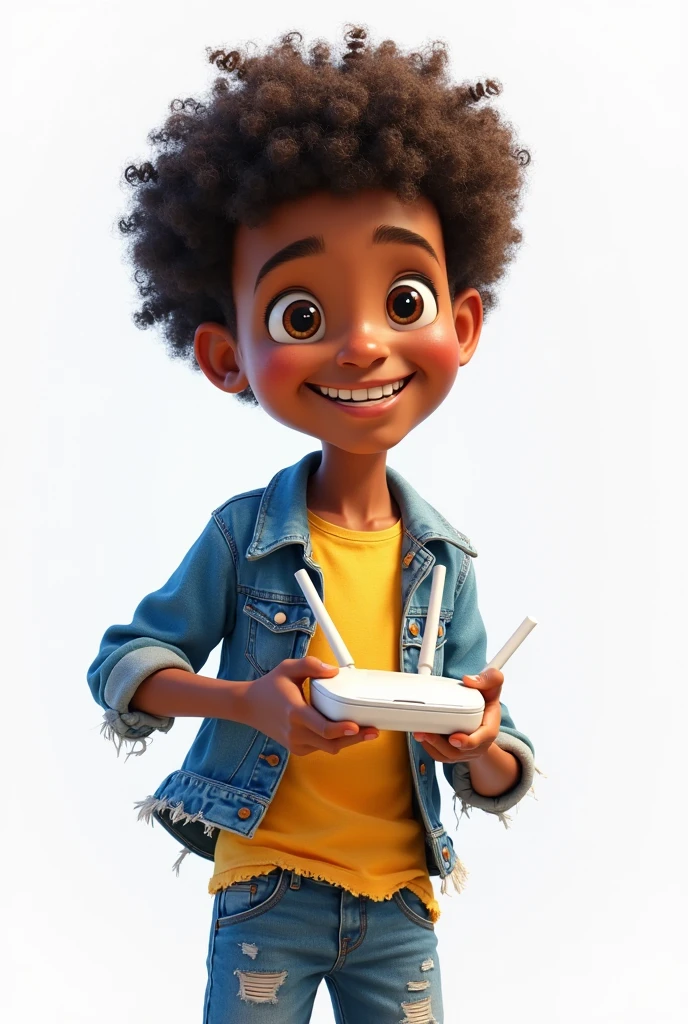 Happy dark-skinned Mexican boy hugging a play station 2
